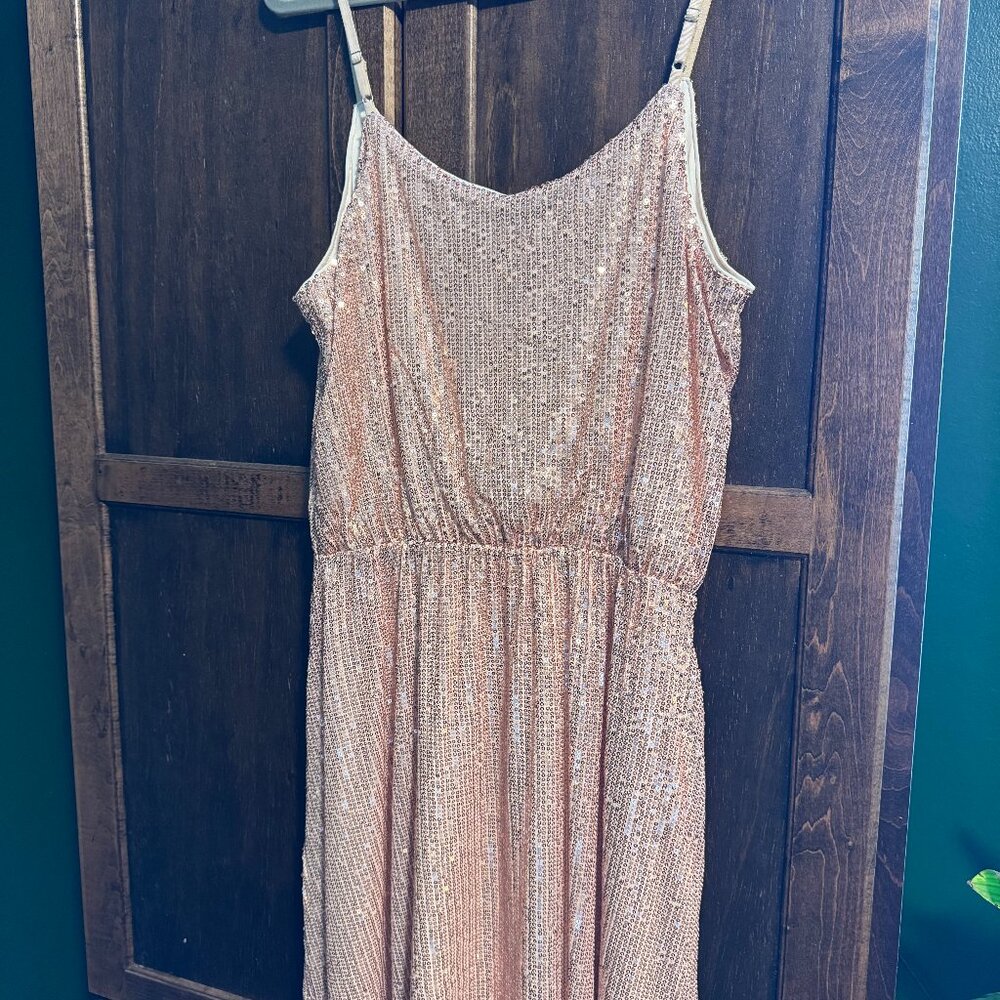 Light Pink Sequined Slip Dress (M) - Picture 3 of 7